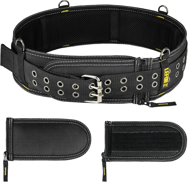 LEFORZ 4-Inch Padded Tool Belt,Heavy Duty Tool Belts for Men with 4 Suspenders Ring,Work Belts for Electrician,Carpenter,Construction,Utility Belt,Adjustable 34''-40''(Pouch not Included) - Image 1